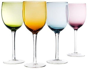 Attractive Set of Four Beautiful Colored Wine Glasses 16-oz Elegant Glassware Ideal For Every Drinking Party - Le'raze Decor