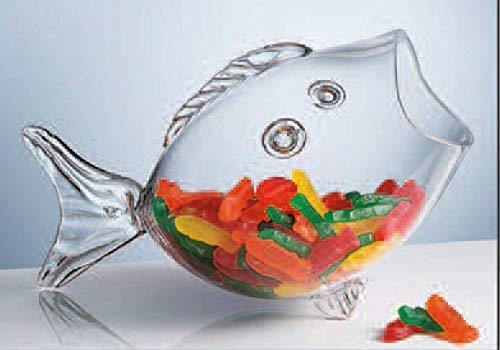 Glass Fish Bowl, Unique Candy Bowl - Serving Bowl, Terrarium Centerpiece Table Decor Ideal Gift for Weddings and Spa - 9.5" L - Le'raze by G&L Decor Inc