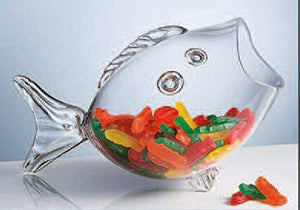Glass Fish Bowl, Unique Candy Bowl - Serving Bowl, Terrarium Centerpiece Table Decor Ideal Gift for Weddings and Spa - 9.5" L - Le'raze by G&L Decor Inc