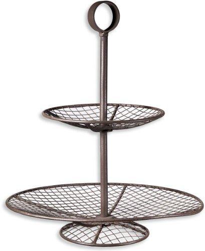 2 Tier Round Serving Platter- Tiered Cake Tray Stand- Food Server Display Plate. - Le'raze by G&L Decor Inc