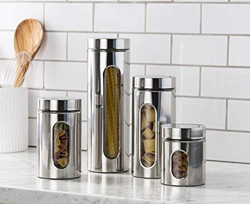 Le'raze Set of 5 Glass Kitchen Canisters with Airtight Stainless-Steel Lid