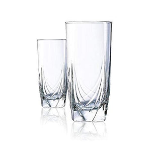 Elegant Drinking Glasses, Set of 6 Highball Glasses, Heavy Base Durable Glass Cups for Water, Wine, Beer, Cocktails and Mixed Drinks | Durable Glassware Set - Le'raze by G&L Decor Inc