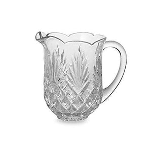 Elegant Crystal Clear Pitcher, With Beautiful Pineapple Pattern, With Spout and Handle, Ideal for Water, Ice Tea, Juice, Fruit Punch and Beverages, Jug Hold 46 oz - Le'raze by G&L Decor Inc