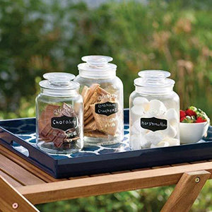 Glass Canister Set for Kitchen & Bathroom, Apothecary Food Storage Jars with Airtight Lid and Chalkboard Labels, Cookie & Candy Jar Containers - Le'raze by G&L Decor Inc
