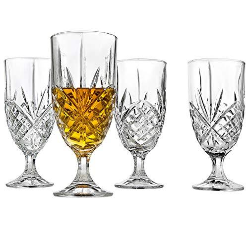 Crystal Glass Water Goblets, 16 Ounce Elegant Crystal Glasses for Water, Juice, Beer, Wine, and Cocktails, Iced Beverage Glassware – Set of 4 - Le'raze by G&L Decor Inc