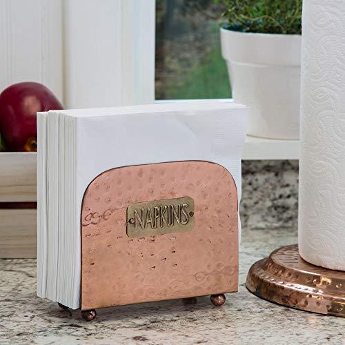 Copper Napkin Holder for Kitchen Tables and Counter Tops - Tissue Dispenser for Dining, Picnic Table, Indoor & Outdoor Use - Le'raze by G&L Decor Inc