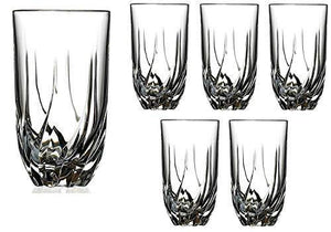 Heavy Base Twist Cut Drinking Glasses, [Set of 6] Crystal Highball Bar-ware Glasses, Clear Glass Durable Glass Cups, Elegant Glassware Set Ideal For Serving Or Bar - Le'raze by G&L Decor Inc