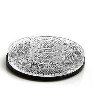 Elegant Crystal Lazy Susan, Beautiful Revolving Appetizer Display, Serving, Chip and Dip Set, Party - Le'raze by G&L Decor Inc