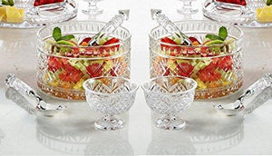 Set Of 3 Crystal Clear Salad Bowl Serving Set, Salad Serving Utensils Included Large Serving Dish, - Le'raze by G&L Decor Inc