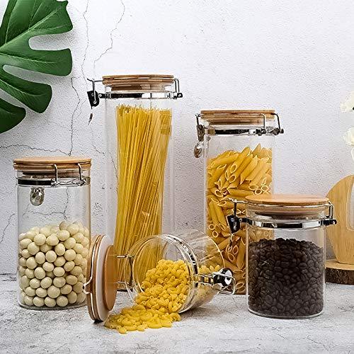 Glass Jar with Bamboo Lids, Glass Airtight food Storage Containers, Glass  Canister Sets, Large Spaghetti Jars, Pantry Organization and Storage Glass
