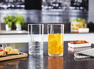 Set of 16 Drinking Glasses, Heavy Base Durable Glass Cups - 8 Highball Glasses (16oz) and 8 DOF Glasses (13oz), 16-piece Glassware Set - Le'raze Decor