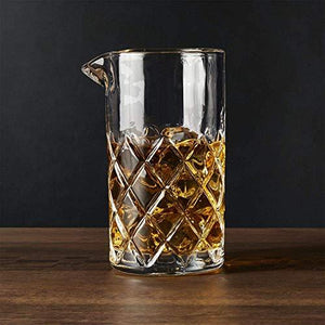 Crystal Cocktail Mixing Glass, Bar Mixing Glass with Diamond Pattern and Thick Base - Great Gift Idea - Le'raze by G&L Decor Inc