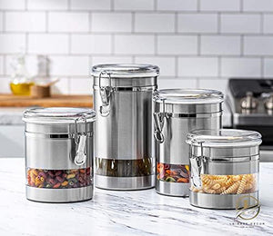 Le'raze Airtight Food Storage Container for Kitchen Counter with Window, Canister Set Ideal for Flour Tea, Sugar, Coffee, Candy, Cookie Jar with Clear Acrylic Lids & Locking Clamp - Le'raze by G&L Decor Inc