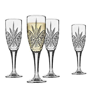 Crystal Champagne Toasting Flutes, Elegant Champagne Glasses with Diamond Patterned Design Ideal for Wedding, Party Essentials, Wine Gifts – Stemmed Glass Flutes Set - Le'raze by G&L Decor Inc