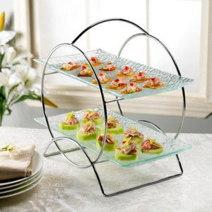 3 Tier Server Stand with Trays - Tiered Serving Platter - Perfect for Cake, Dessert, Shrimp, Appetizers & More - Le'raze Decor