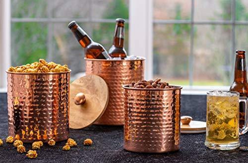 Copper Canisters Set for The Kitchen - Set of 3 Flour and Sugar Containers with Airtight Wooden Lid - Food Storage Jars For Kitchen Counter, Bathroom And Pantry Organization - Le'raze by G&L Decor Inc