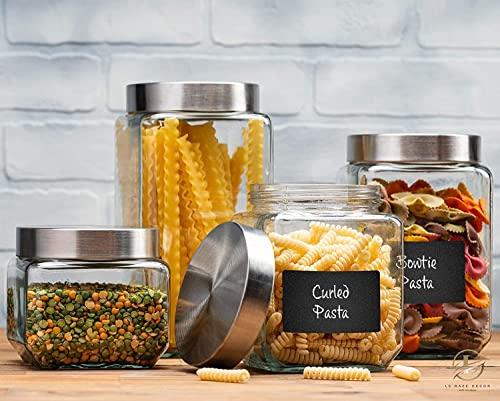 2pc Canister Set for Kitchen Counter + Labels & Marker - Glass Cookie -  Le'raze by G&L Decor Inc