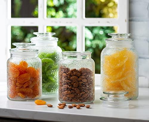 Glass Canister Set for Kitchen & Bathroom, Apothecary Food Storage Jar -  Le'raze by G&L Decor Inc
