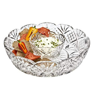 Beautiful Decorative Chip and Dip Set, Dessert and Snack Server 12-Inch Crystal Entertaining Chip and Dip Serve-ware, - Le'raze by G&L Decor Inc