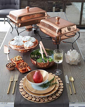 Relish Tray with Serving Bowls 4-piece Set, Hammered Condiment Server for Appetizers, Candy, Nuts and Dips, Elegant Serveware Set, Copper - Le'raze by G&L Decor Inc