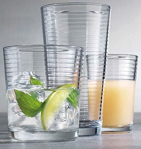 Heavy Base Drinking Glasses, Square Base Round Top Glass Cups for Wate -  Le'raze by G&L Decor Inc