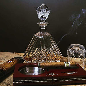 Crystal Liquor Whiskey and Wine Decanter Set. Triangular Decanter Bottle with Stopper - Le'raze by G&L Decor Inc