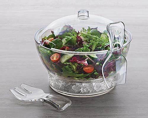 Acrylic Salad Bowl Set with Ice Chiller Base for Chilled Pasta, Salad, Fruit and More - Le'raze by G&L Decor Inc