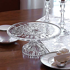 Le'raze Crystal Cake Plate With Stand, 12" Round Pedestal Cake Stand, Desert Serving Tray For Weddings, Events, Parties - Le'raze by G&L Decor Inc