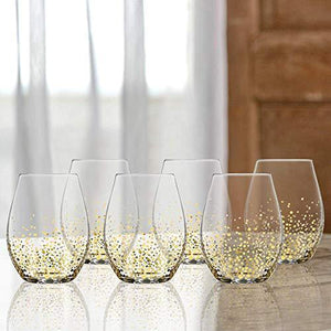 Stemless Etched Wine Glasses - Set of 4 Stemless Goblets for Red or White Wine - 20-Oz. - Le'raze Decor