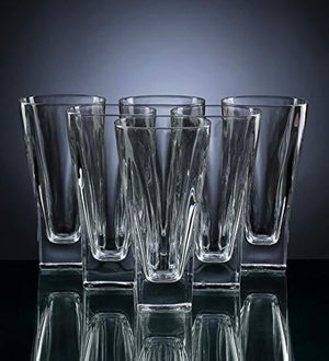Le’raze Highball Glasses [Set of 6] Elegant Drinking Cups for Water, Wine, Beer, Cocktails and Mixed Drinks | Round Top, Square Bottom Glassware Set - Le'raze by G&L Decor Inc