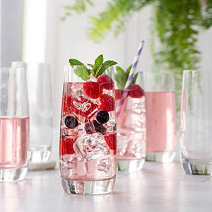 Heavy Base Classic Durable Drinking Glasses - Includes 4 Cooler Glasses (16oz) - Elegant Glassware Set of 4 Clear Glass Cups - Le'raze by G&L Decor Inc