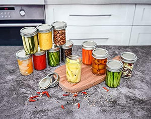 12-Pack - 8oz Glass Mason Jars with lids - Airtight Band + Marker & Labels - Canning Jar with Lid - Regular Mouth - Ideal for Jelly Jars, Jam, Honey, Wedding Favors, Spice Jars, Meal Prep, Smoothie Cups, Preserving, Sake Cups. - Le'raze by G&L Decor Inc