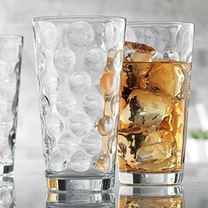 Attractive Bubble Design Highball Glasses Clear Heavy Base Tall Bar Glass Bubble Design - Set Of 10 Drinking Glasses for Water, Juice, Beer, Wine, and Cocktails 16 Ounces - Le'raze Decor