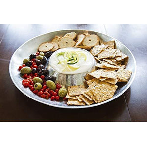 Chip and Dip Serving Bowl, Elegant Serving Dish - Great for Chips, Dips, Appetizer, Fruit Bowl, Salad and Snack – Stainless Steel Chips and Dip Plate - Le'raze by G&L Decor Inc