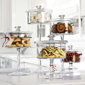 Candy Dishes/Cookie Holders/Apothecary Jars/Cake Plate on glass foot with Lid Home Decor candy dish Set - Le'raze Decor