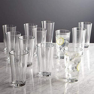 Highball Drinking Glasses Set of 4, Attractive Heavy Base Ribbed Glass Cups, Home & Party Glassware Set- Durable Drinking Glasses (17 Oz) - Le'raze by G&L Decor Inc