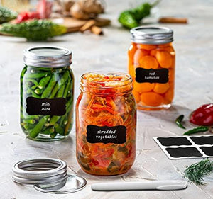 12-Pack - 16oz Glass Mason Jars with lids - Airtight Band + Marker & Labels - Canning Jar with Lid - Regular Mouth - Ideal for Jelly Jars, Jam, Honey, Wedding Favors, Spice Jars, Meal Prep, Smoothie Cups, Preserving, Canning Rack. - Le'raze by G&L Decor Inc
