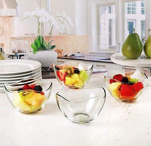 Glass Snack Bowl, 4-Piece Serving Glass Salad Bowl Set, Wavy Design - Le'raze Decor