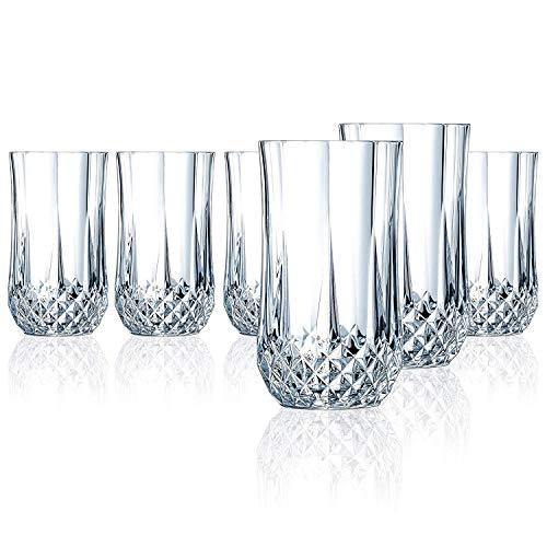 Elegant Highball Glasses Durable Heavy Base Tall Bar Glass - Set Of 4 Drinking Glasses for Water, Juice, Beer, Wine, and Cocktails 16 Ounces - Le'raze by G&L Decor Inc