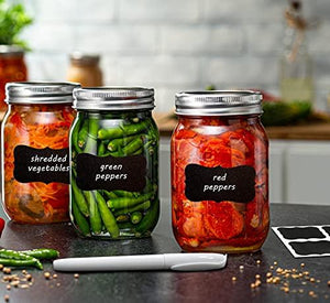 6-Pack - 16oz Glass Mason Jars with lids - Airtight Band + Marker & Labels - Canning Jar with Lid - Regular Mouth - Ideal for Jelly Jars, Jam, Honey, Wedding Favors, Spice Jars, Meal Prep, Smoothie Cups, Preserving, Canning Rack. - Le'raze by G&L Decor Inc