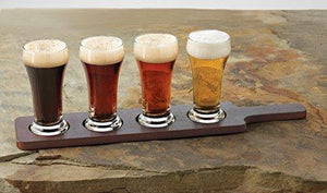 Flight Paddle Beer Tasting Glasses Set, Designed and engineered for professional bars, brewpubs and breweries, 9-Ounce Clear Pilsner Glass Set, 5-Piece - Le'raze Decor
