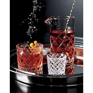 Crystal Cocktail Mixing Glass, Bar Mixing Glass with Diamond Pattern and Thick Base - Great Gift Idea - Le'raze by G&L Decor Inc