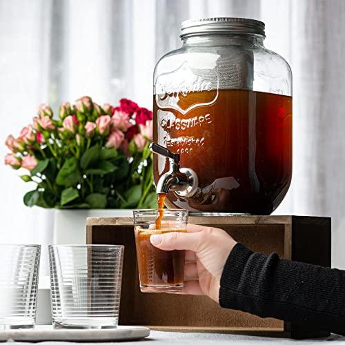 Gallon Cold Brew Coffee Maker Dispenser - 4 Quart Strong Glass Container  with