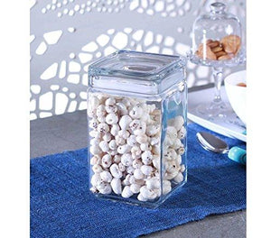 Kitchen Glass Canister Set, Clear With Air Tight Seal Lids for Bathroom or Kitchen, Set of 3 Square Flour And Sugar Storage Jars Containers - Le'raze by G&L Decor Inc