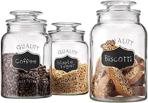 Le'raze Glass Spice Jars With Label Set, Bamboo Lids & Funnel