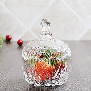 Crystal Candy Jar with Lid – Glass Jar for Food Storage and Organization – 8 ounce Crystal Dish - Le'raze by G&L Decor Inc