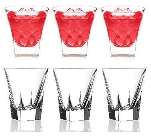 Le’raze Drinking Glasses [Set of 6] Elegant Drinking Cups for Water, Wine, Beer, Cocktails and Mixed Drinks | Double Old Fashioned Glassware Set - Le'raze by G&L Decor Inc