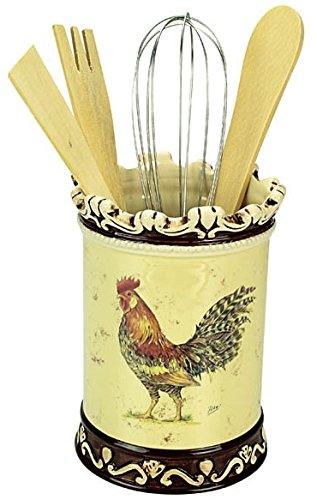 Set of 3 Round Apothecary Rooster Ceramic Canister Quality Airtight Ja - Le'raze by G&L Decor Inc
