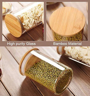 Square Glass Kitchen Canisters with Airtight Bamboo Lids - Le'raze by G&L  Decor Inc