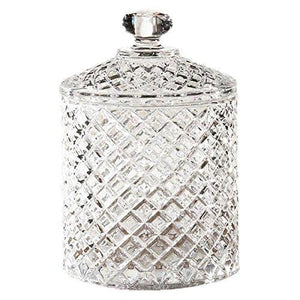 Elegant Crystal Diamond-faceted Biscuit, Candy, Jar With Crystal Lid, Quality Decorative Dish - Le'raze by G&L Decor Inc